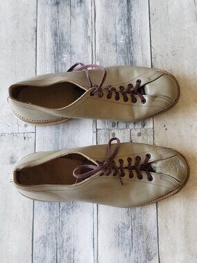 Vintage Brunswick Tan Leathers Men's Bowling Shoes - Size 10